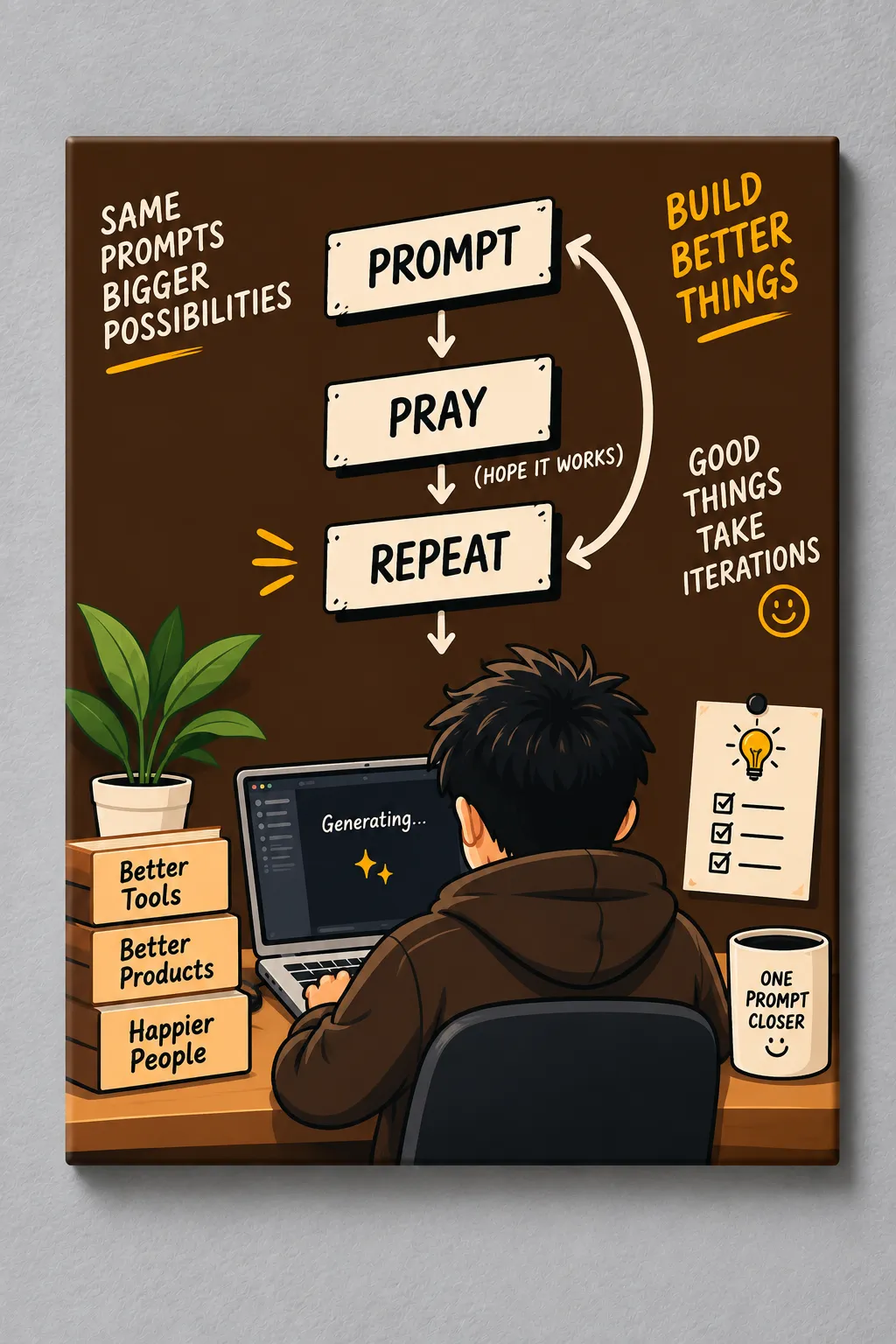 Prompt, Pray, Repeat Fridge Magnet