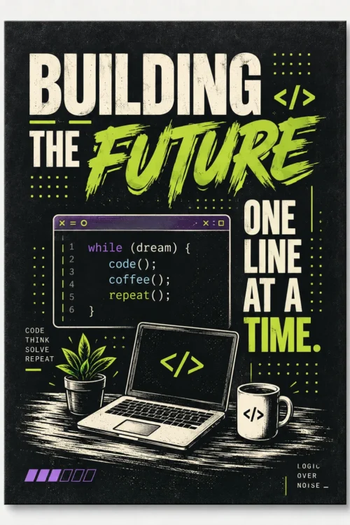 Building the Future, One Line at a Time – A4 Poster