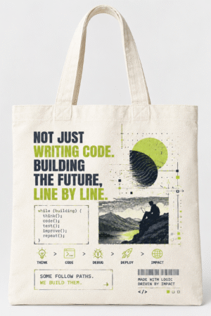 Not Just Writing Code – Natural Canvas Tote Bag