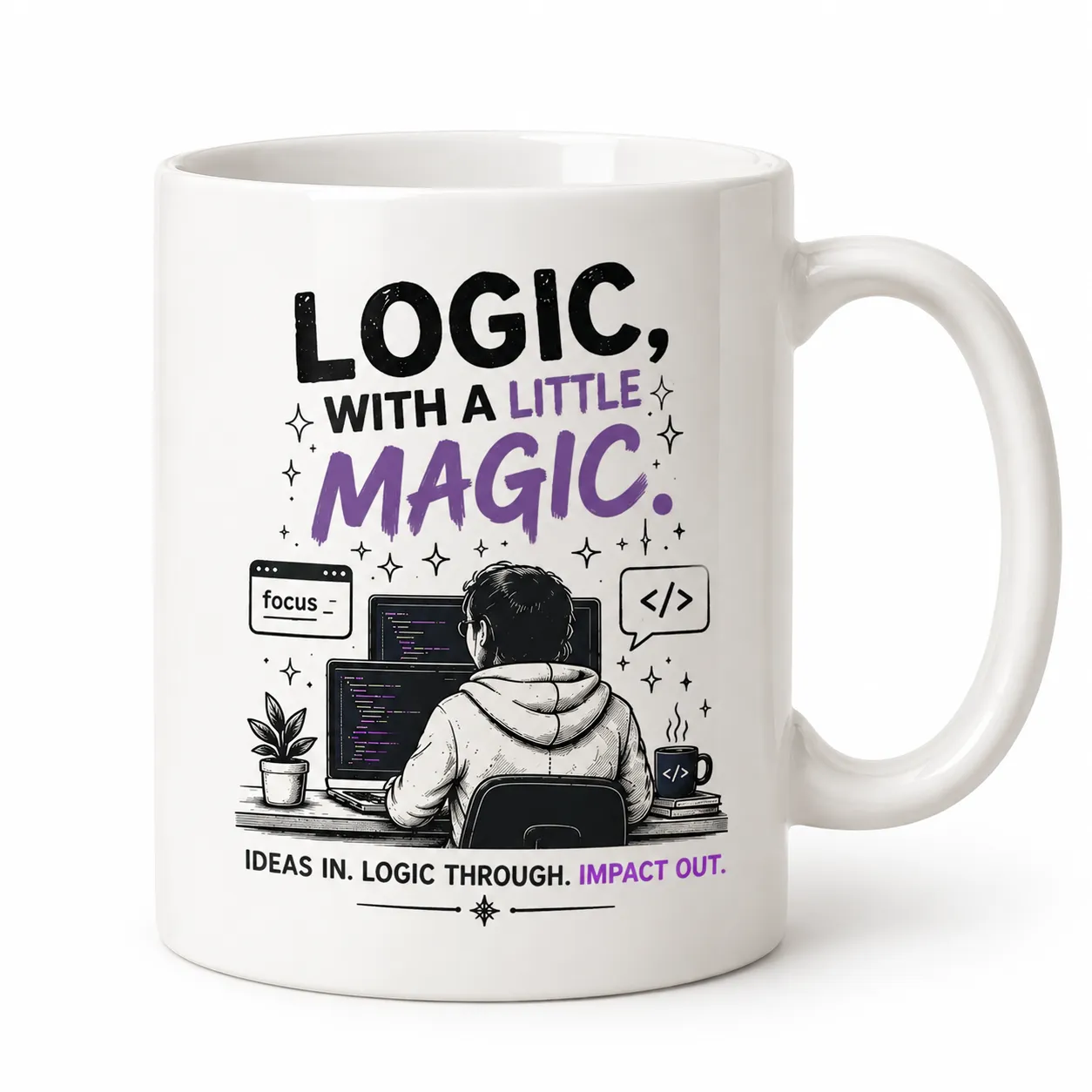 Logic, With a Little Magic – White Ceramic Developer Mug