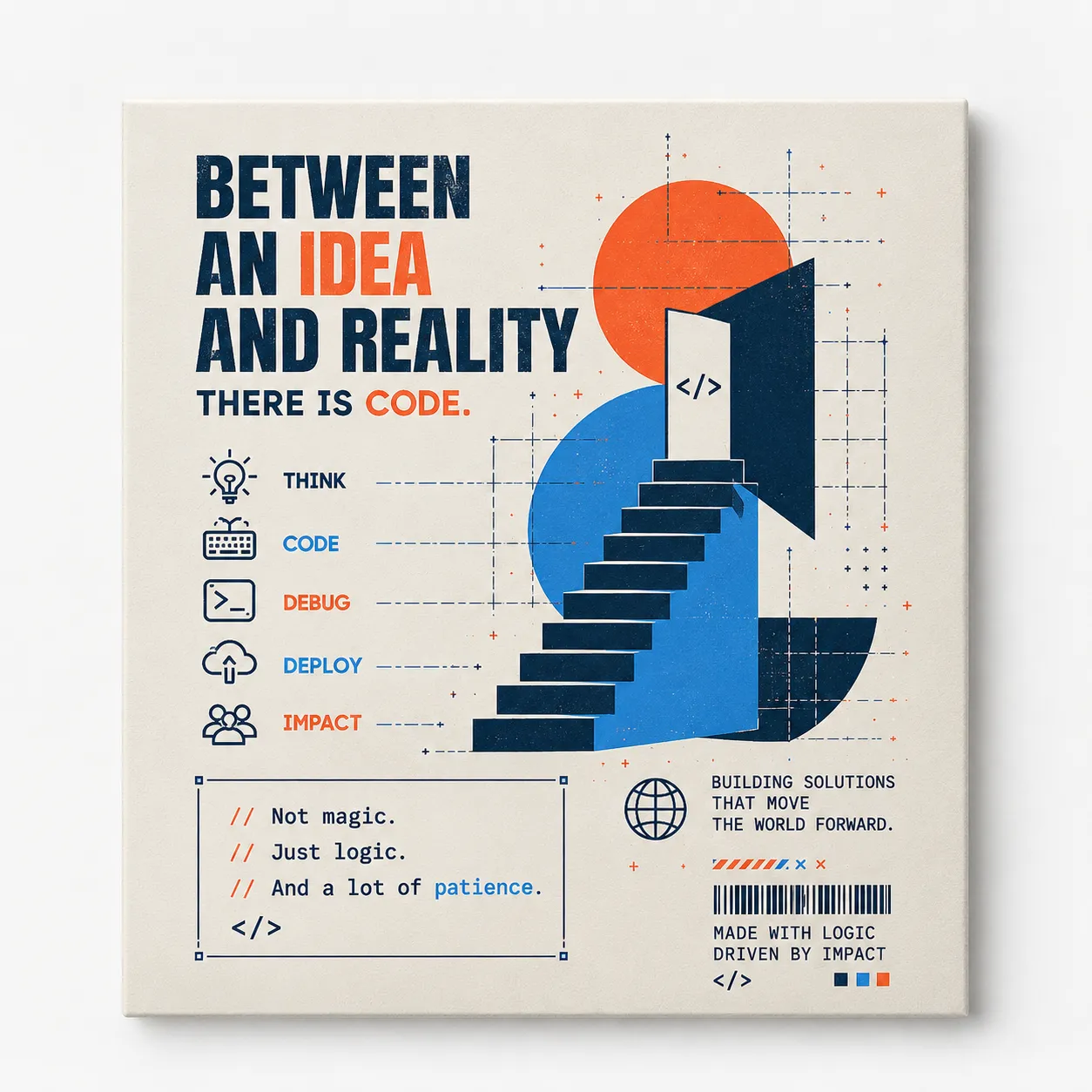 Between an Idea and Reality – Developer Fridge Magnet