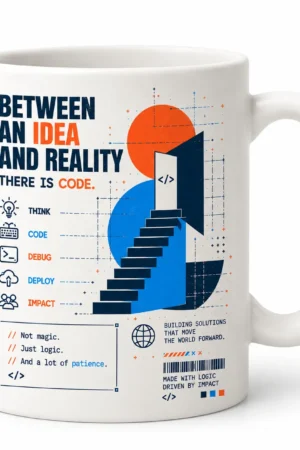 Between an Idea and Reality – White Ceramic Developer Mug