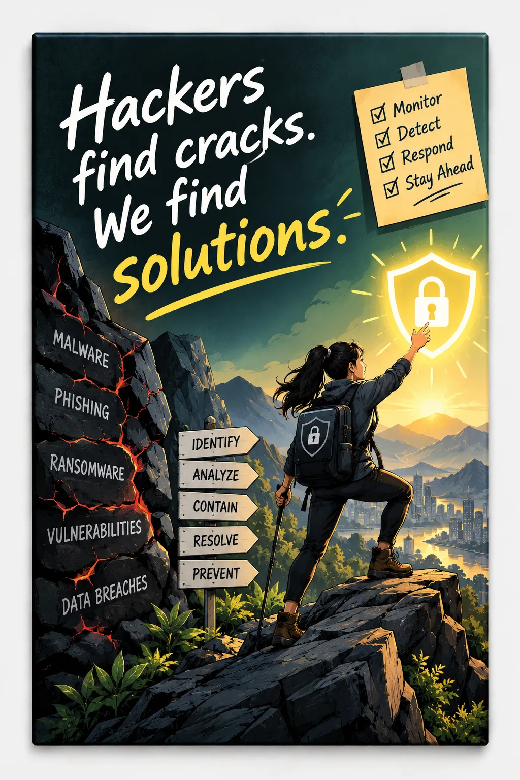 Hackers Find Cracks We Find Solutions Fridge Magnet