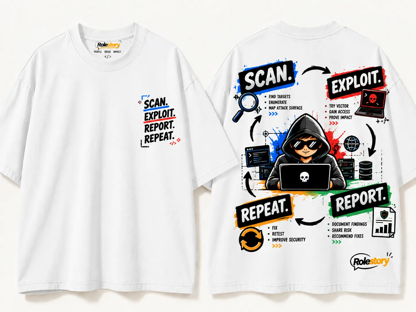 Scan Exploit Report Repeat Cyber Security T-Shirt