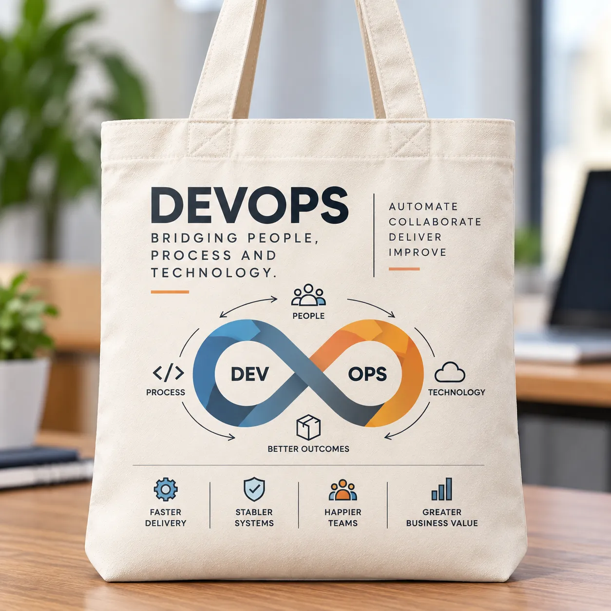 DevOps People Process Technology Tote Bag