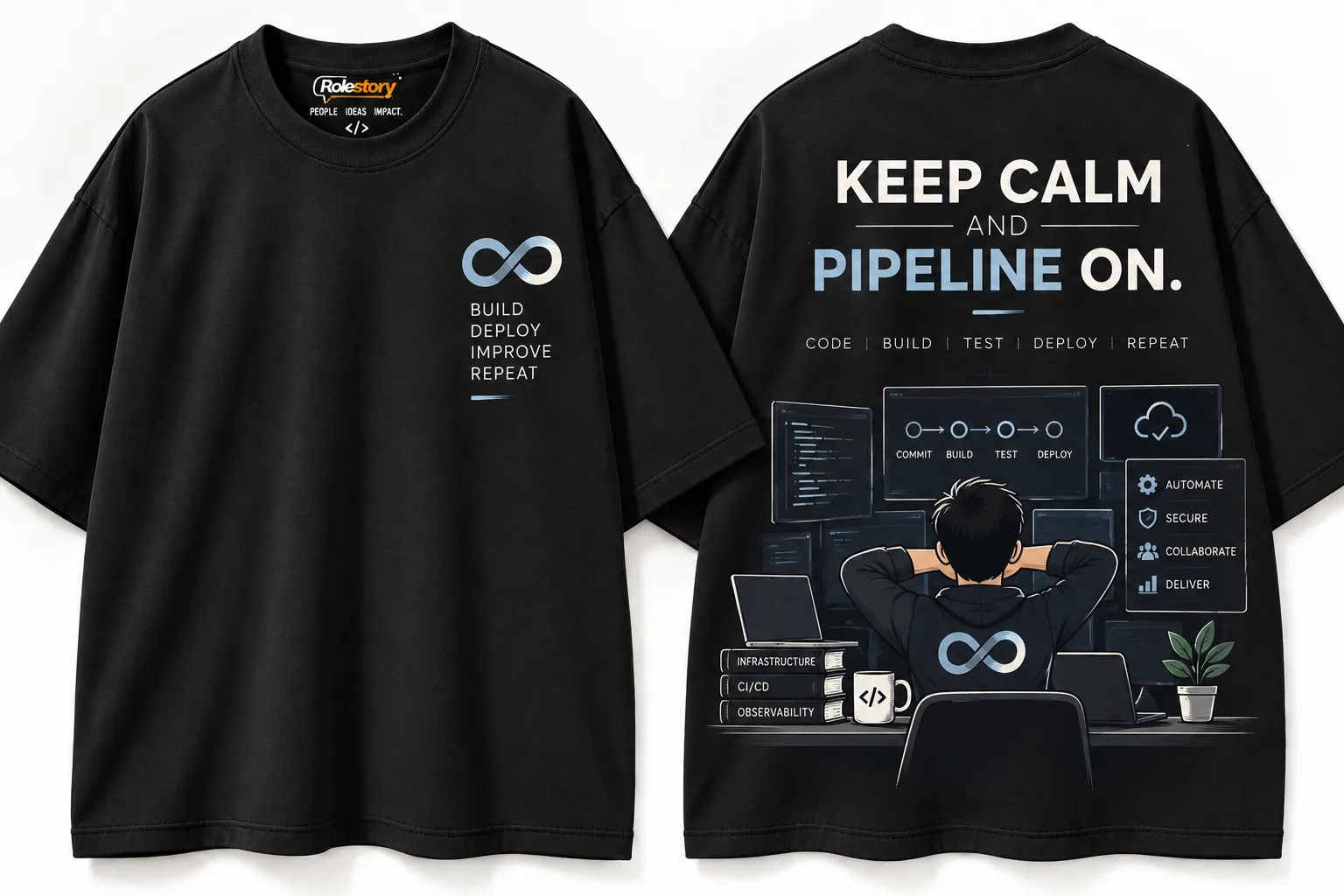 Keep Calm and Pipeline On DevOps T-Shirt
